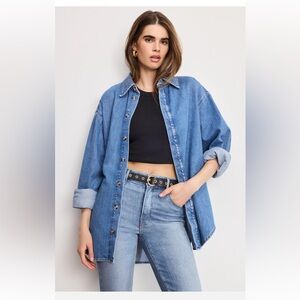 Good American oversized denim shirt. Indigo. Size S. NWT
